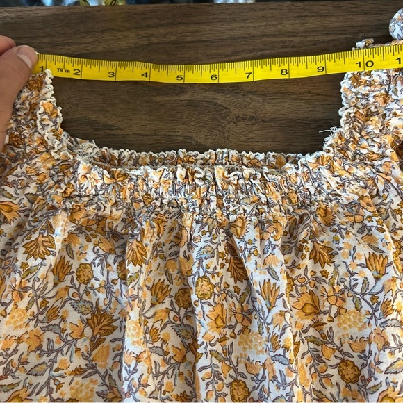 ❤️ Old Navy Floral Blouse Boho Peasant Short Sleeve Peplum Off Shoulder Ruche S - Picture 7 of 9